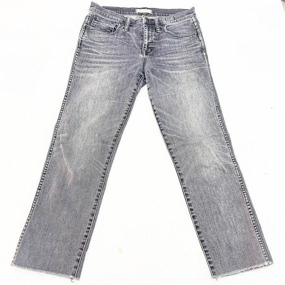 Madewell Slim Straight Charcoal Straight Leg Denim Jeans Raw Hem Size 28 - Picture 2 of 9